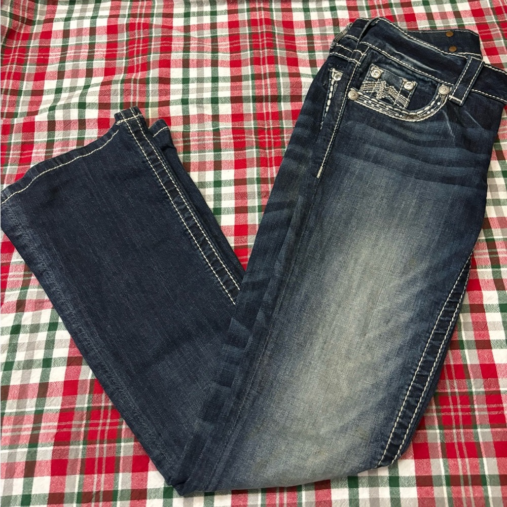 Miss Me Women's Boot Cut Jeans Dark Blue with Fading